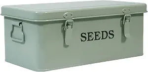 Seed Storage, Metal Seed Box, Seed Storage Organizer Box with Lid & Handle