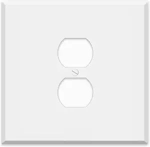 2-Gang Centered Duplex Wall Plate, 5.5" x 5.5", Oversized White Metal Cover