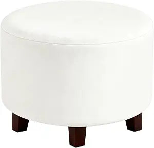 uxcell Velvet Round Footstool Slipcover, Stretch Foot Stool Protector Covers Plush Furniture Protector Cover with Elastic Bottom for Footstool Living Room Bedroom(Medium, White)