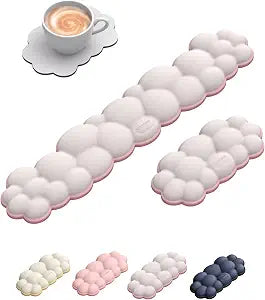 Vaydeer Cloud Keyboard Wrist Rest Set  Ergonomic Memory Foam Wrist Pad for Computer, Laptop & Gaming, Non-Slip Cute Desk Accessories for Office(Keyboard Rest + Mouse Rest + Coaster)