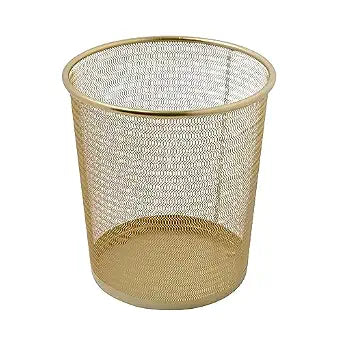 Martha Stewart Ryder 4.5 Gallon Mesh Metal Wastebasket, Gold