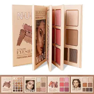 Makeup Palette,Eyeshadow & Highlighter & Blush & Contouring,4-Layer Book-Style Foldable Makeup Palette Set,Matte Glitter Metallic Shimmer, Highly Pigmented Long Lasting Make Up Pallet(43 Colors)