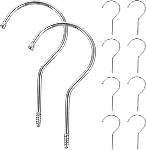 GLEAVI 10Pcs Heavy Duty Screw-in Hanger Hooks: 10cm Matte Metal Replacement Parts for Wooden Clothing Hangers, 3.8mm Thick Closet DIY Organization Accessories