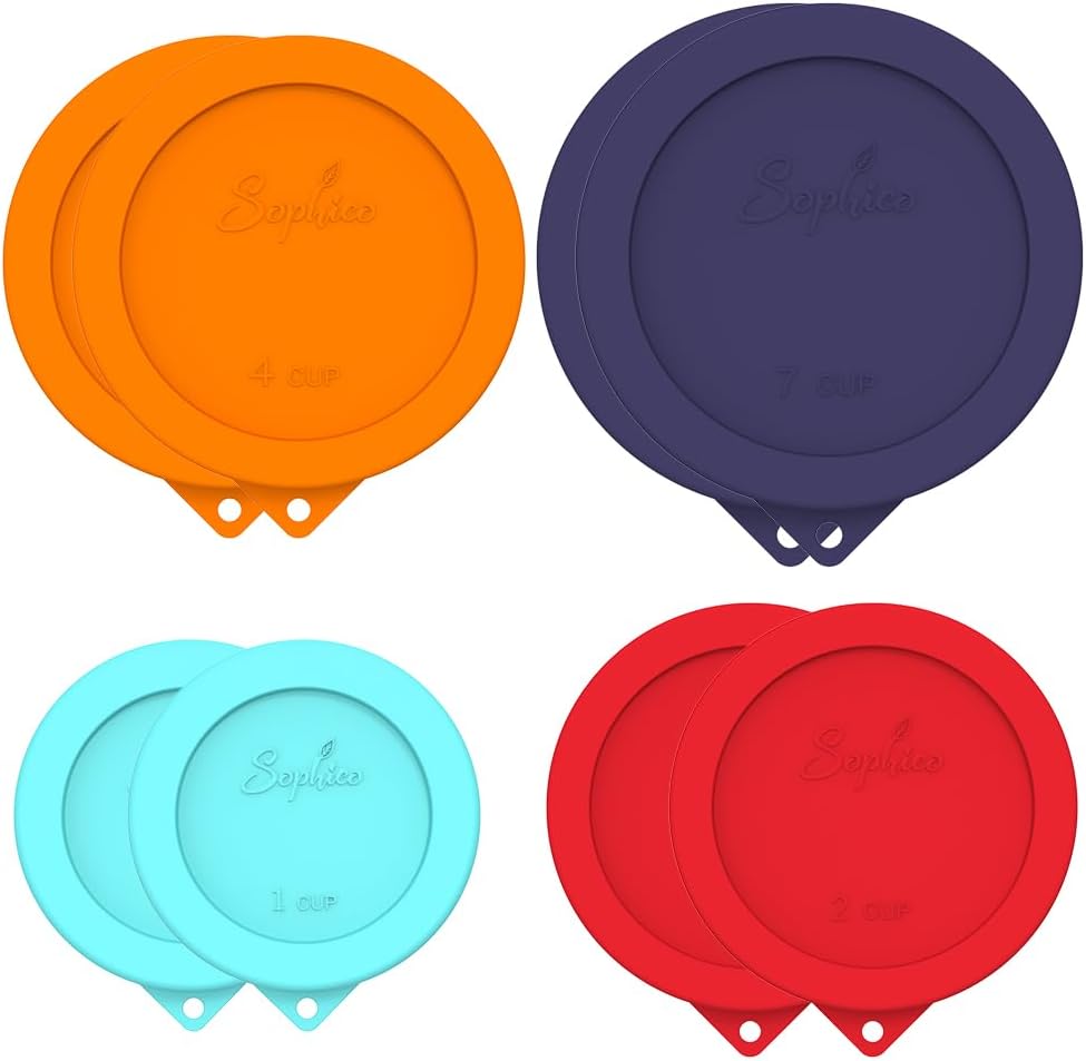 SOPHICO Silicone Replacement Lids for Pyrex/Anchor Hocking Glass Bowls 8Pk