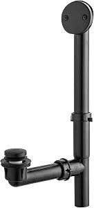 Artiwell 1-1/2" Black Tubular Bath Drain Kit with Tip-Toe Bath Drain Stopper, Touch-Toe Tub Drain, Tip Toe Bathtub Drain Waste and Overflow with Plug and Bathtub Overflow Drain Cover, Matte Black