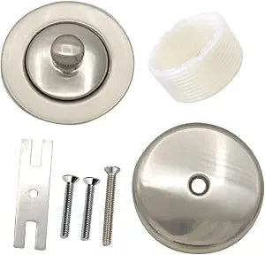 Lift and Turn Tub Drain Twist Trim Kit with Overflow Plate, Brushed Nickel