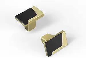 Haliwu 4 Pack Black and Gold Cabinet Knobs, Single Hole Center