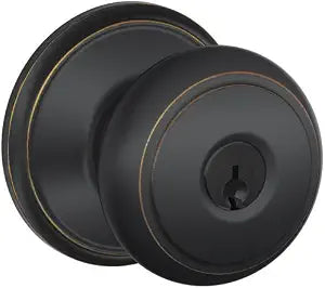 SCHLAGE Andover Keyed Entry Door Knob, Interior/Exterior, Aged Bronze