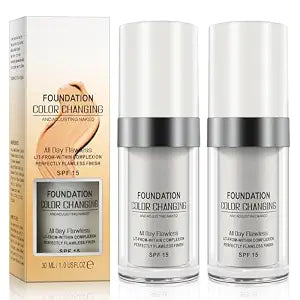 Color Changing Foundation for Mature Women 2PCS, Instantly Adapts to Your Skin Tone,Light-to-Medium Coverage, Long Wear, Natural Dewy Finish ï¿½ï¿½ï¿½ Hypoallergenic Liquid Makeup Concealer Foundatio