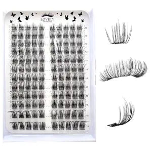 "Simplicity" Cluster Lashes, D-Curl Mixed Length 10-18mm, Light Soft Thin Individual Volume Extensions for Natural Look