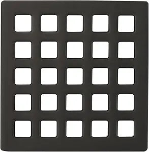 Uni-Green 3-3/4 inch Square Shower Drain Grate - 3.75" Matte Black Shower Floor Drain Cover Replacement - SUS304 Stainless Steel Hair Catcher/Drain Strainer for Bathrooms, Showers