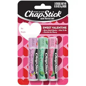 ChapStick Sweet Valentine Lip Balm, Moisturizing Lip Care For Dry Lips, 3 Pack, 0.15 OZ EA