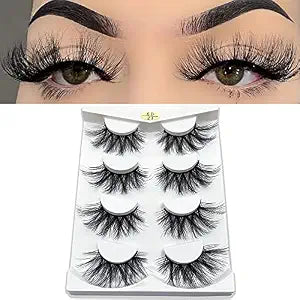 Mikiwi 25mm Lashes, Dramatic 6D Faux Mink Lashes, Fluffy Volume Eyelashes, Thick Crossed Lashes, Long Faux 25mm Mink Lashes