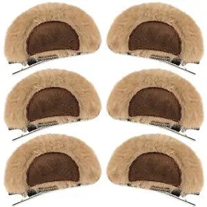JUNEBRUSHS 6 Pcs Plush Bear Ears Hair Clips 3 Pairs Cute Animal Ear Barrettes Soft Fluffy Bear Headband Costume Accessories for Halloween Cosplay Christmas Party Gifts for Women Girls