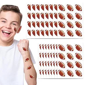 YanZonic 192Pcs Football Pre-Cut Tattoos Stickers, Football Face Tattoos for Game Day Birthday Celebrations School Events, 16 Sheets