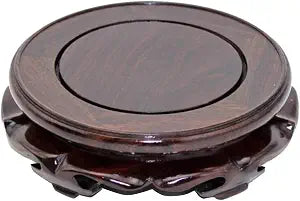 Oriental Furniture Wooden Display Stand Base Lotus Pedestal Vase Base Table Lamp Teapot Base Black Catalpa Furniture Stable Home Decoration Size4 (5.43x1.78in)
