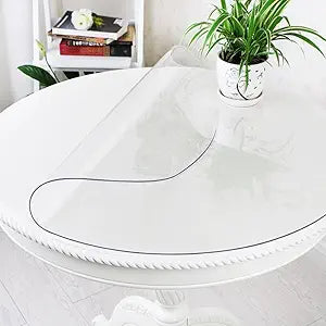 31 Inch Dia Crystal Clear Plastic Table Protector Cover Mat Vinyl PVC Circle Tablecloth Dining Coffee Table Pad Wood Furniture Protector Tabletop Protective Cover Easy Clean Round 1.5mm Thick