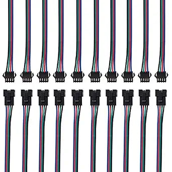 BTF-LIGHTING 10 Pairs 4pin SM JST 15cm Cable Female/Male connectors for Led Strip RGB 5050 3528 WS2801 APA02 WS2815 WS2813