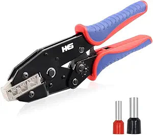 HKS Crimping Tool for Sleeves Ferrule Terminals & Pin Cord End- Ratcheting Wire Crimpers - AWG 10-2 (6-35mm) - Ratchet Terminal Crimper - Electrical Crimping Tool