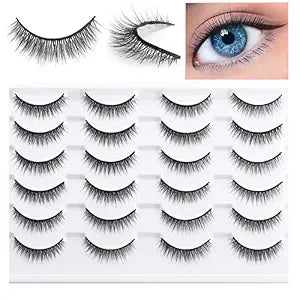 Short False Eyelashes Natural Look, 3D Strip Lashes, 12 Pairs