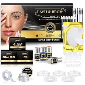 Lash Lift Kit, Eyebrow Lamination Kit, Eyelash Perm Kit, 2 in 1 Professional Eyelash Curling Lash Extension & Eyebrow Lift Kit, Eyelash Lift Kit at Home Diy & Salon, Lasts For 6-8 Weeks (Black)