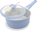 AIKENBBKK 2 Qt Ceramic Saucepan with Lid, Nonstick Pot with Pour Spout