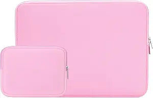 RAINYEAR 14 Inch Laptop Sleeve Soft Case with Accessories Pouch, Pink
