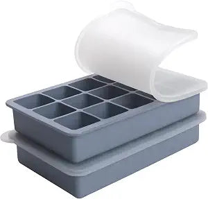 2 Tbsp Silicone Freezer Molds - Perfect for Storing Garlic, Herbs, Ginger, Pesto, Tomato Paste, Lemon Juice, Purees and More - Silicone Food Freezer Tray(Blue 2 Pack)