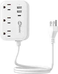 Short Extension Cord 2 Foot - Small Surge Protector Appliance Power Strip, 14 Gauge Heavy Duty Extension Cord with 3 Outlets 3 USB, High Wattage for Microwave, Workbench, Kitchen, Garage Must Have