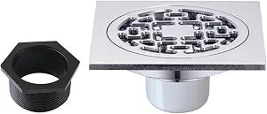 Kingston BSF4272C 4" Brass Square Grid Shower Drain, Polished Chrome