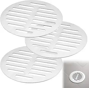5 Inch Stainless Steel Round Floor Drain Cover, 3 Pack Thickening 12 Holes Replacement Floor Strainer Drain Cover for Bathroom Kitchen and Outdoor Areas, Silver Basement Drain Cover