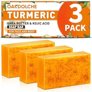 3Pcs 60g Turmeric Kojic Acid Soap Bars for Face, Body & Underarms