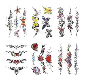 Flowers Butterfly Body Waist Waterproof Fake Temporary Tattoo Stickers Woman