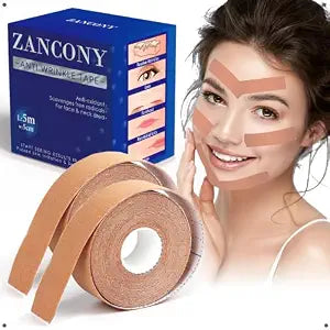 Anti-Wrinkle Tape Facial Myofascial Lift-Smoothes Wrinkles Suits for All Parts of The Face and Neck - Forehead Fines Nasolabial Folds Crow's Feet Necklines etc, 2.5CM*2Rolls