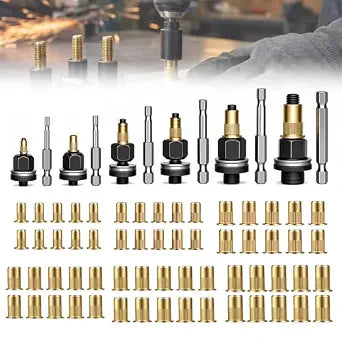 Carbon Steel Rivet Nut Tool Kit, Mandrel Head Set,Rivet Nut Assortment Kit