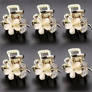 Small Hair Claw Clips, Opal Rhinestone Hair Clamps, Grip Crystals for Thick, Thin, Long or Short Hair