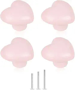 4X Heart Drawer Knobs Pink Knob for Dresser Ceramic Cabinet Knob