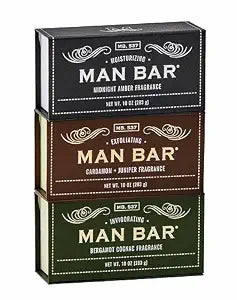 San Francisco Soap Company Man Bar 3-Piece Gift Set featuring all new scents: Midnight Amber, Cardamom & Juniper, Bergamot & Cognac - GREAT GIFT - No Harmful Chemicals - Good for All Skin Types