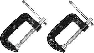 2 Inch C-Clamp Set, Heavy Duty Steel C Clamp Industrial Strength C Clamps for Woodworking, Welding, and Building (2Pcs)