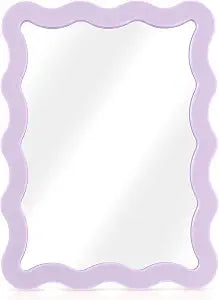 Leinuosen 7x9'' Scalloped Magnetic Locker Mirror, Real Glass, Light Purple