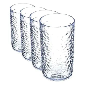 Carlisle FoodService Products Pebble Optic Pebble Tumbler Plastic Tumbler for Restaurants, Catering, Kitchens, Plastic, 9 Ounces, Clear (Pack of 4)