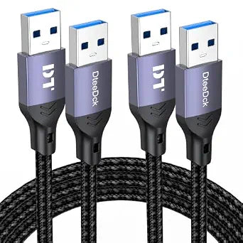 USB A to USB A Cable, USB3.0 5Gbps Data Transfer & 15W Charging, 6ft 2-Pack
