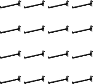 16 Pack Heavy Duty Tube Slatwall Shelf Brackets, Metal Tubular Slat Wall Brackets with Lip, Slatwall Accessories for Garage, Retail, and Home Storage