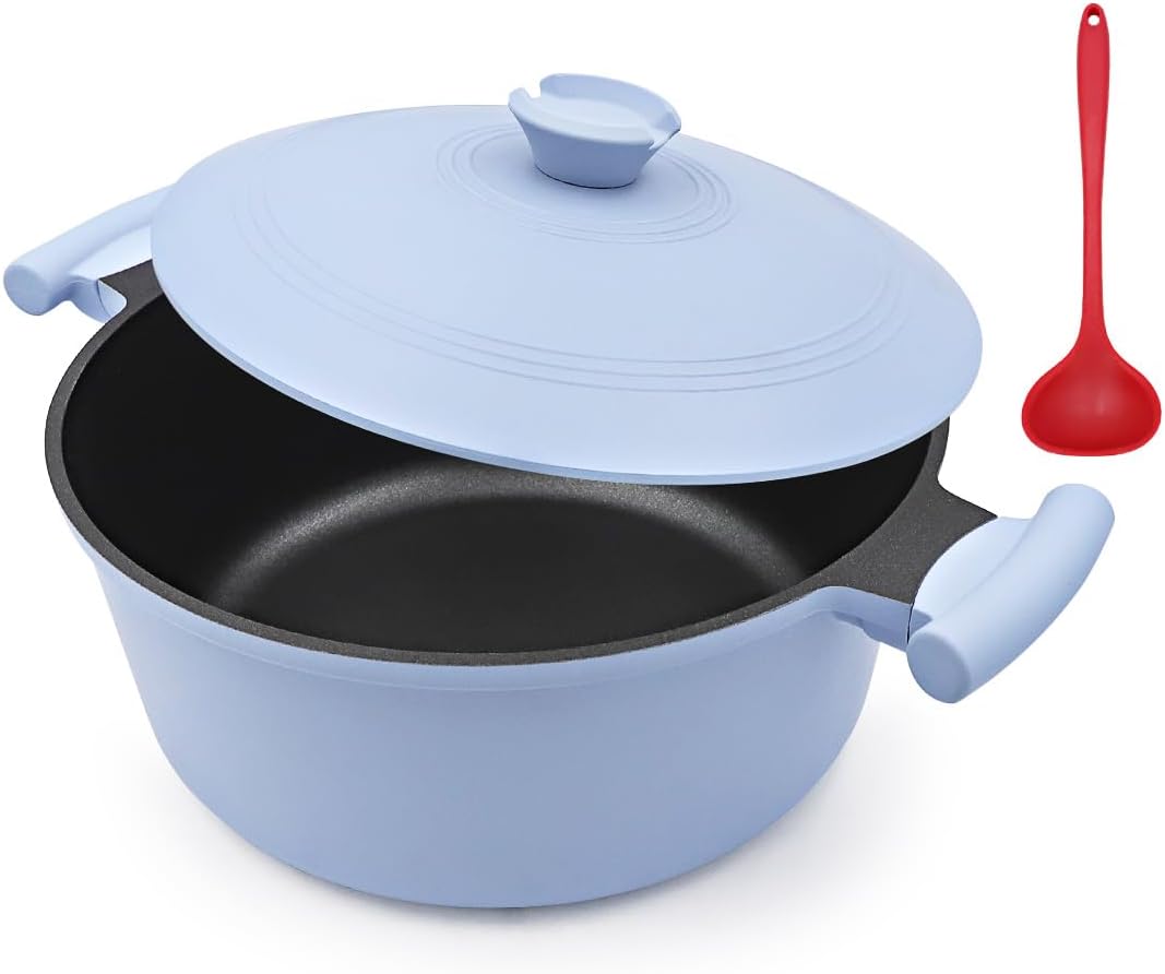5 Qt Dutch Oven Pot with Lid, Induction Cooking Pot Nonstick, Blue