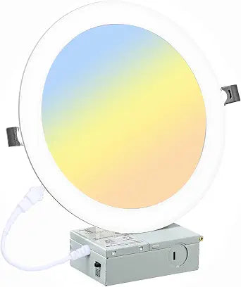 LZHOME 8 Inch LED Recessed Lighting with Junction Box Ultra-Thin, 3000K/4500K/6000K Selectable, 8" Dimmable Canless LED Downlight, 1800LM CRI80 High Brightness 5%-100% Recessed Light (1 Pack)