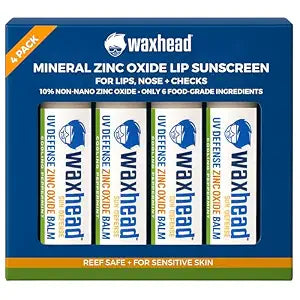 Waxhead Zinc Oxide Lip Balm 4 Pack - Reef Safe Mineral Lip Sunscreen