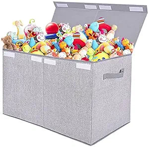 Pantryily Large Foldable Toy Storage Box with Lid,Plush Toy Organizer Chest