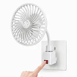 Socket Fan with E26 Light Bulb Adapter, Plug-in Small Fan with Flexible Gooseneck, 360 Adjustable Quiet Cooling Fan for Bedroom, Bathroom, Office (Large)