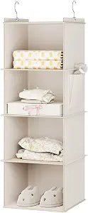 YOUDENOVA Hanging Closet Organizer and Storage for Clothes, 4-Shelf, Beige