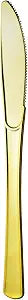 Party Essentials Disposable Plastic Cutlery/Heavy-Duty Flatware/Silverware for All Events, 50-Count, Shiny Gold Knives